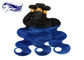 ボディ波の青い オンブル 色の毛 100 のペルーの毛の織り方の束 サプライヤー