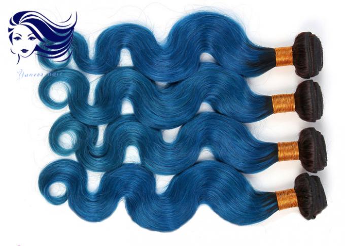 バージン ブラジル ボディ波の毛のきれいな オンブル 色の短い髪 1B/青